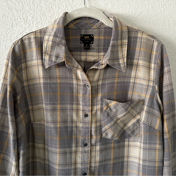 Riders by Lee Tops - 🌻3 for $13🌻 Lee Riders | Cabincore Yellow Grey Flannel Button Down long Slv Sz M